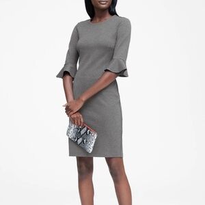 Banana Republic Knit Ruffle Dress Size 4P Heather Gray